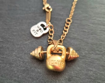 Barbell Gold Gym Necklace Weight Gift Bodybuilding · Gym Gift- Weight Lifting· Personal Trainer · Powerlifting · Fitness Necklace· Wod & Fit