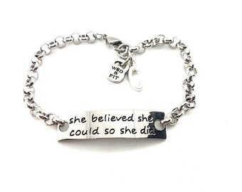 Bracelet She Believed She Could So She Did Motivation Bracelet Initial Gift · Woman Bracelet · Girlfriend gift · Mom Gift · GYM  Wod & Fit