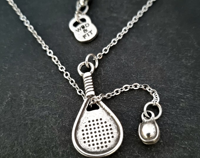 Paddle Tennis Necklace with Ball Gift for Padel Lovers -Paddel Racket· Paddel Tennis gift - Girlfriend Gif · Gifts Tennis Lovers · Wod & Fit