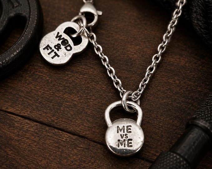 Gym Necklace Kettlebell Me vs Me · Bff Gifts · Coach Gift · Boyfriend Necklace · Girlfriend Gift · Fitness Necklace· I am enough · Wod & Fit