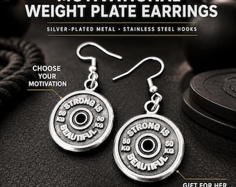 Pendientes Fitness Mujer Weight Plate Motivacional, Regalo Gym para Ella con Frase, Aretes Pesa para Chica, Mamá o Novia · Wod & Fit
