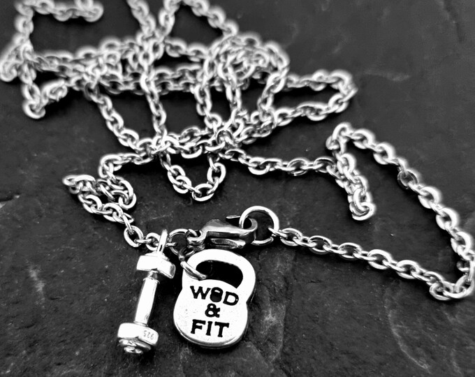 Collar Gimnasio Mancuerna Plata · Joyas Gym · Regalo Novio · Collar Fitness · Regalo Novia · Collar Gym - Joyas Crosstraining- Wod & Fit