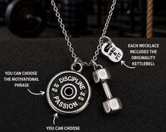 Gym Necklace Dumbbell Medium Weight Plate Santiago Workout Gifts · Motivation Gift · Gym Gifts · Bodybuilding · Fitness Gifts · Wod & Fit