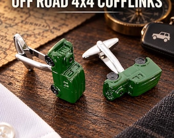 Green Offroad cufflinks for men, 4x4 gift for husband, boyfriend, truck lover, outdoor adventurer or groomsman ·Gift for Dad ·mens cufflinks