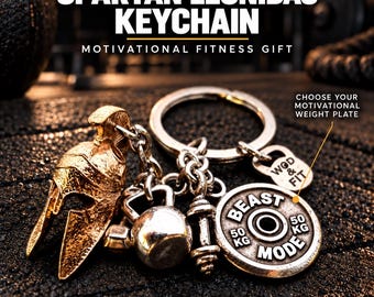 Spartan Leonidas Motivational Keychain, Gift for Men, Athlete, Gym Lover, Coach or Anyone Who Values Strength, Discipline and Warrior Spirit