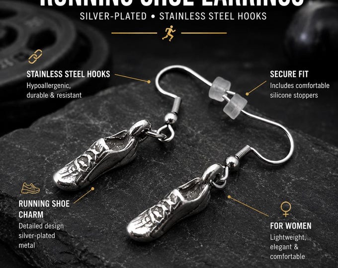 Running Shoe Earrings, Runner Gift for Her, Marathon Gift, Fitness Jewelry for Runner Girl, Mom or Girlfriend · Wod & Fit