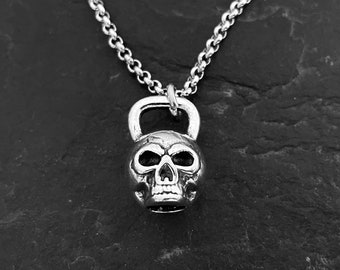 Collar Gimnasio Kettlebell Calavera SKULL Workout · Regalo Fitness · Collar Bodybuilding · Crosstraining· Collar Gym · Joyas GYM·Wod & Fit