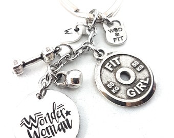 Gym Custom Keychain Wonder Woman Weight Plate ·Bff Gifts · Fitness · Women gifts · Personalized Gift · Girlfriend Gift · Mom Gift·Wod & Fit