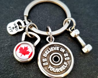 Fitness Keychain with National Flag Kettlebell, Dumbbell Motivation , Barbell Shaker – Gym Gift Idea· Fitness jewels · Gym Gifts ·Wod & Fit
