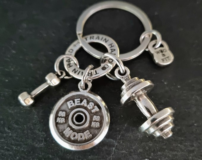 GYM Keychain AMRAP Barbell Custom Gift Dumbbell - Fitness - Bodybuilding Jewels - Gym Motivation - Personalized Gift- GYM Gifts - Wod & Fit