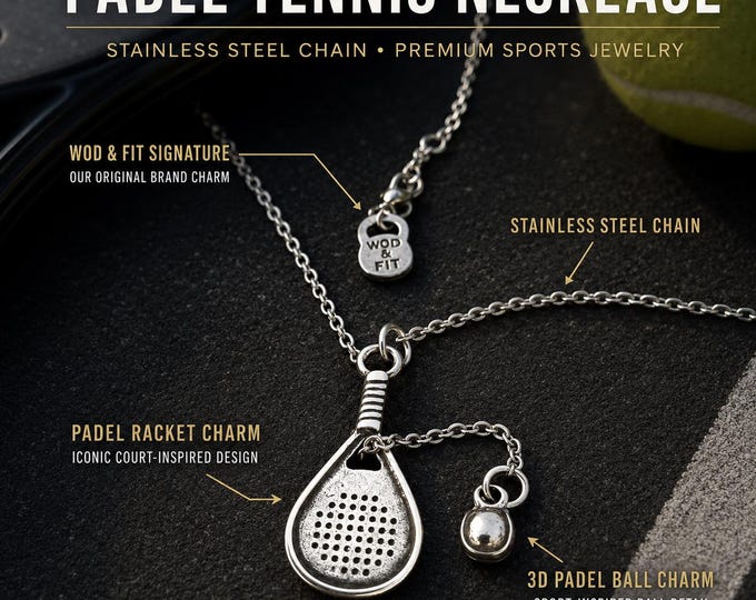 Padel tennis ball necklace, elegant racket sport jewelry gift for player, coach, athlete, tennis lover or padel lover · Wod & Fit