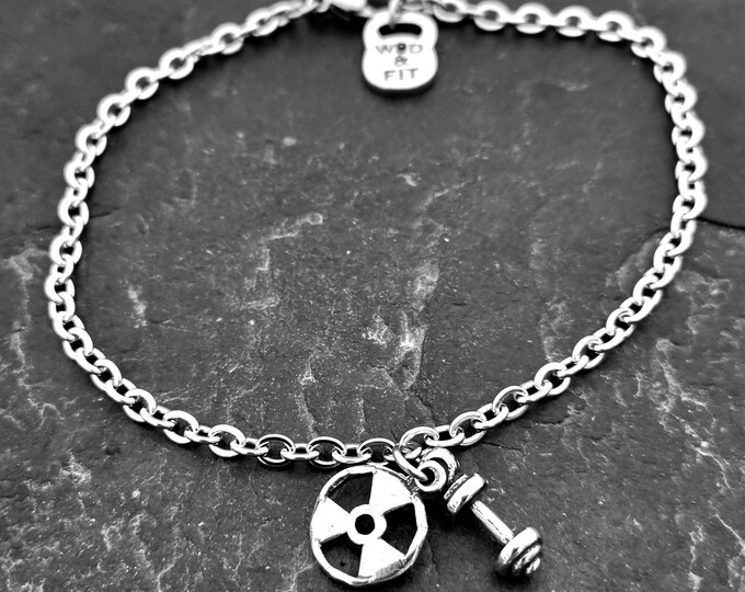 Gym Bracelet Two Weights· Workout Gifts · Fitness Bracelet · Crosstraining · Weight lifter Gift · Unisex Bracelet · Bodybuilding· Wod & Fit