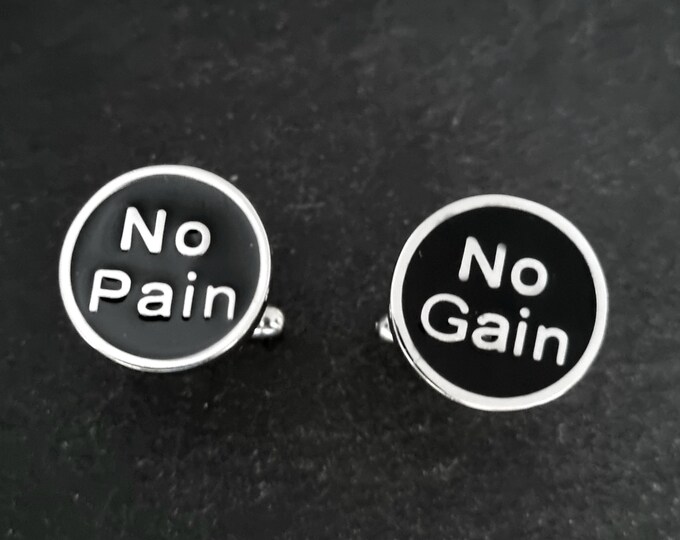 No Pain No Gain Cufflinks · Gym Gift · Cufflinks for men ·Fitness Enthusiast Present·Best man Gift ·Gym Cufflinks · Boyfriend Gift Wod & Fit