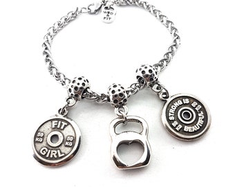 Gym Charms Bracelt Kettlebell Bracelet Charm - Fitness Girl - Fitness Jewels -Crossfit Gift -Sisters Gift · GYM Gift· Workout Gift·Wod & Fit
