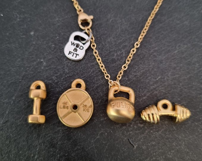 Unique Weightlifting Necklace for Strength Training Junkies Gold Gym Necklace - Fitness Jewelry · Gym Enthusiasts Fitness Fanatics Wod & Fit
