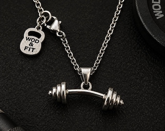 Barbell Gym Necklace Bodybuilding Gift · Gym Gift- Weight Lifting· Personal Trainer Gift · Powerlifting · Fitness Necklace · GYM · Wod & Fit