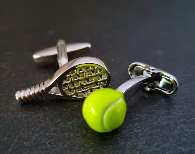 Cuff links Paddle Racket Tennis and Ball Gift · Paddle gift · Paddle Racket · Paddle Team · Cuflinks Tennis - Gift for the groom