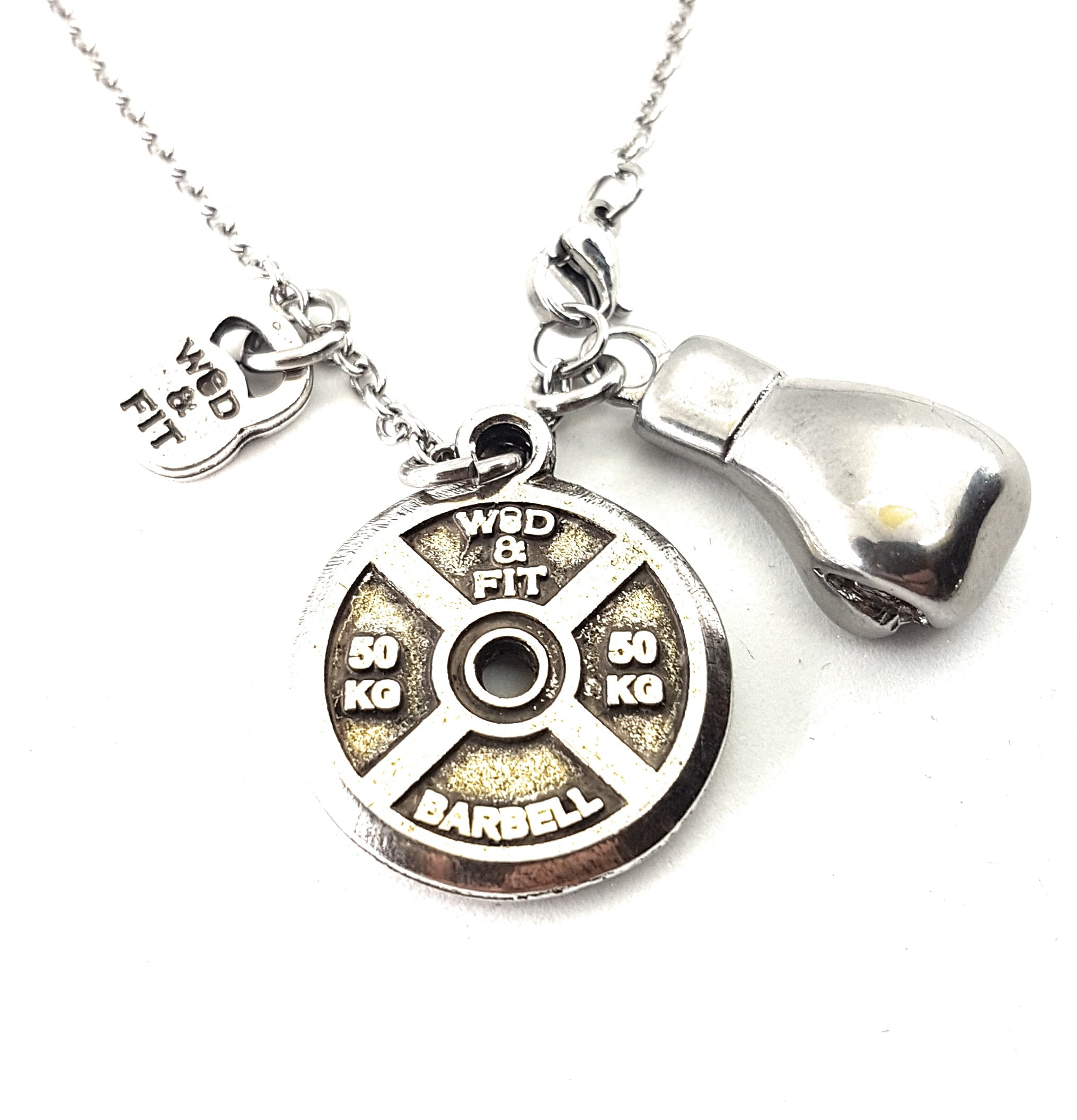 Boxing Glove Knockout Necklace & FitPlate,Boxing Jewelry,Bodybuilding