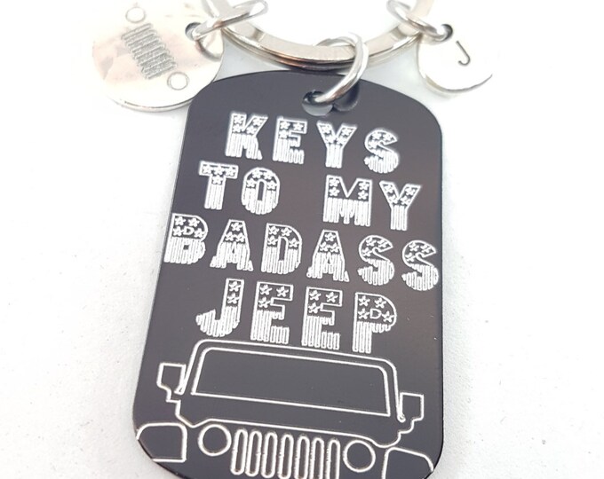 Keychain Keys To My BADASS 4x4 Jeep Stars & Stripes Gift - Wrangler Accessories - Jeep Gifts For Her - Custom Jeep Wrangler - Love Offroad