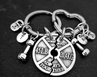 Couple Gym Keyring Weight Plate Always Together Dumbbell · BFF Gift · Gym Gifts · Crosstraining · personalised couple gift · Wod & Fit