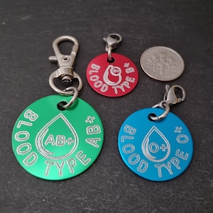 Aanpasbare ronde aluminium bloedgroep sleutelhanger - Medische noodveiligheidssleutelhanger Diabetische badge - Bloedgroep