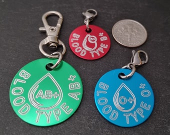 Blood Type Tag Blood Group Aluminum Customized - Medical Elert - Blood Thinner· Badge Medical Emergency ·Organ Donor Tag- medical id tag-ICE