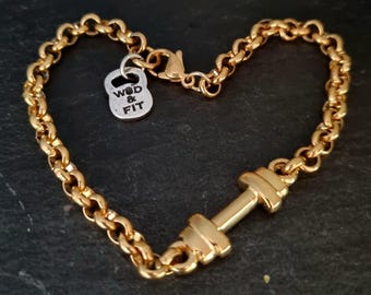 Gym Bracelet Barbell Gold ·Gym Jewelry · Bodybuilding - Fitness Gifts  Gym Gifts ·  workout bracelet · Crosstraining · Wod & Fit