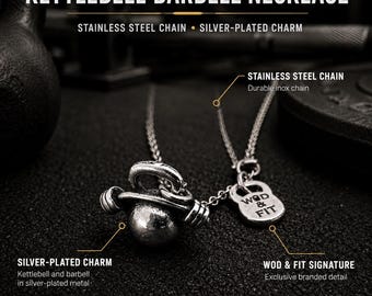 Gym Necklace Kettlebell Bent Barbell Gifts · Fitness Necklace · Gym Gifts· Bodybuilding · Gym Gifts ·Best friends Gift· Sport Gift·Wod & Fit