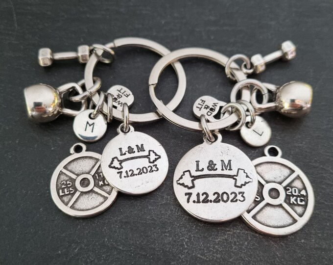 Custom Keychain Gym Weight Plate 25lbs+45lbs · Anniversary gift · Bff Gifts · engagement gifts · Custom Gift · Gym Jewelry·Fitness·Wod & Fit