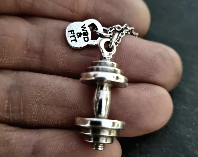 Gym Barbell Necklace Workout Gym Necklace · Weight lifting · Bodybuilding · Coach Gift · Boyfriend Gift · BFF Gifts · GYM Dad Gift Wod & Fit