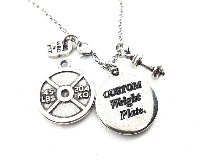 Collar Personalizado Gimnasio Disco 45lbs · Regalo Gimnasio ·Weightlifting · Crosstraining · Powerlifting · Regalo Personalizado · Wod & Fit
