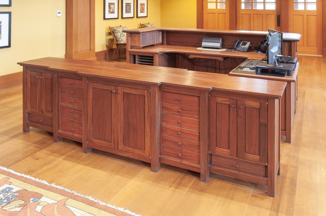 Mahogany Office With Doors and Drawers. Custom Furniture