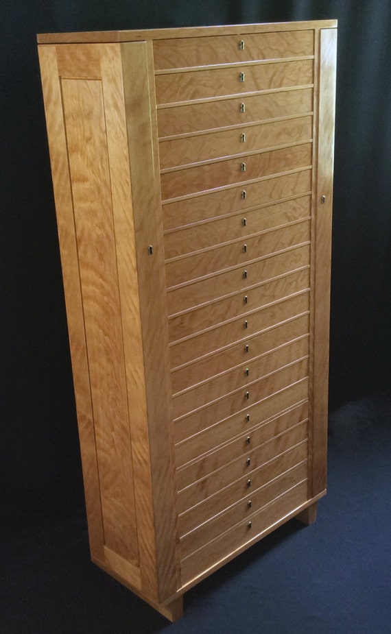 Large Jewelry Storage Tower With Twenty Drawers and Two Doors