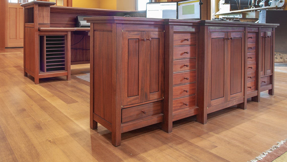 Mahogany Office With Doors and Drawers. Custom Furniture