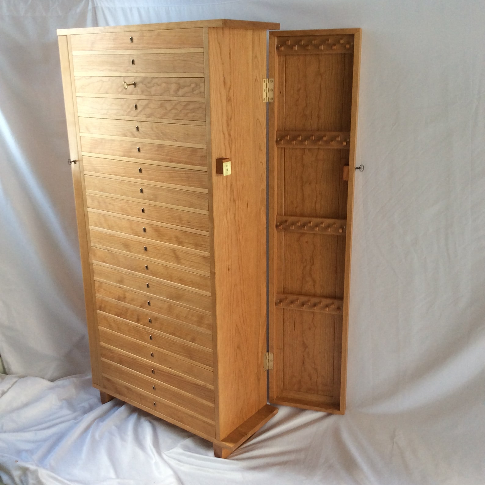 Large Jewelry Storage Tower With Twenty Drawers and Two Doors, Includes