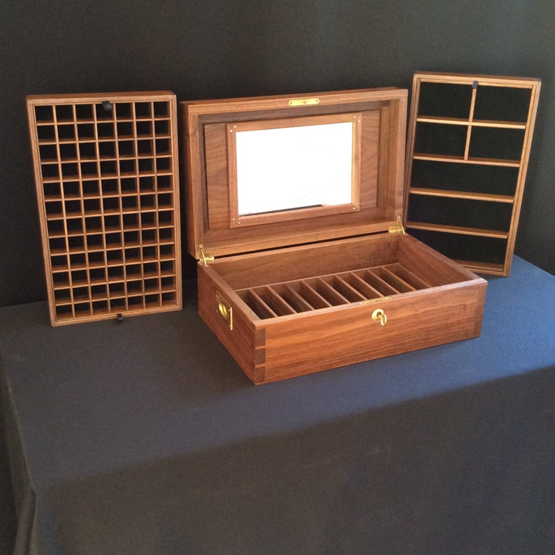Dovetailed Jewelry Box From Walnut With Removable Trays Key Etsy