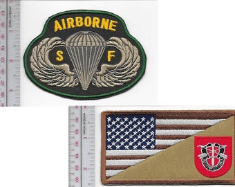 Green Beret Army 7th Special Forces Group Airborne & SF Parachutist Wings