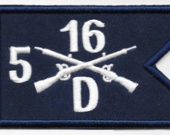 US Army 1st Infantry Division 16th Infantry Regiment 5th Battalion D Company Guidon Patch vel hooks