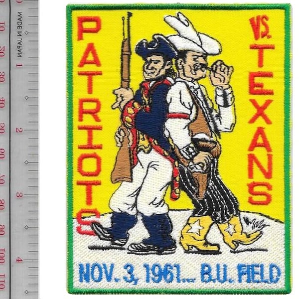 Football Dallas Texans vs Boston Patriots Boston University Field AFC Nov 12, 1961 Promo Patch