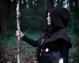 Viking Skjoldehamn Wool Hood, Medieval Garb • Root Brown