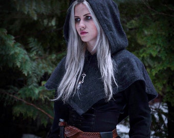 Viking Skjoldehamn Wool Hood, Medieval Garb • Steel Gray