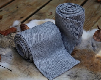 Dust Gray Wool Viking Leg Wraps, Norse LARP Winingas