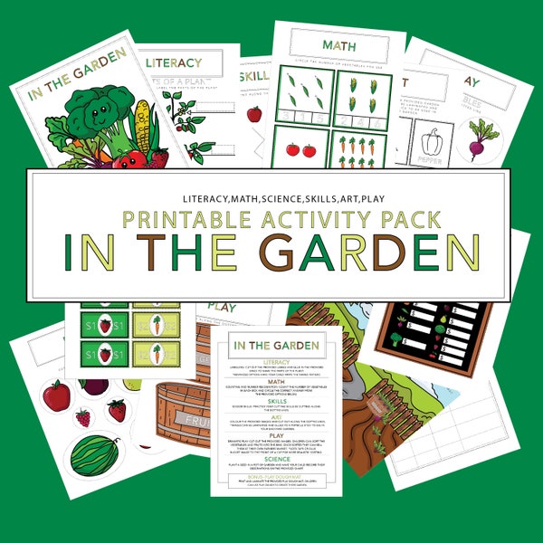 Dans le jardin, Pack d'activités, Pack imprimable numérique, activités de jardinage, maternelle, primaire, outil d'apprentissage, jardinage pour les enfants