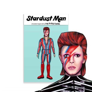 Articulated Magnet Doll Stardust Man | Iconic British rockstar-inspired refrigerator magnet | Music-themed home decor Music lover room