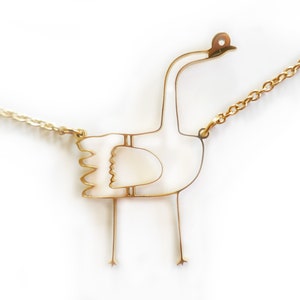 Funny Ostrich Stainless Steel Pendant, Hypo Allergenic Jewelry, bird Jewelry, funny necklace, fantasy animal Necklace Jewelry