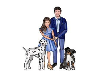 Custom Interactive Paper Doll Magnet Portraits of two people: Personalized Family Magnet