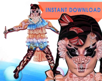 DIY Printable Articulated doll Bjork File | Bjork Paper Doll | Bjork Movable doll | Instant Download