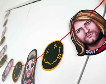 Garland/banner Grunge Legend | Iconic guitarist/singer-inspired bunting | music party decor | music room Rockstar decoration