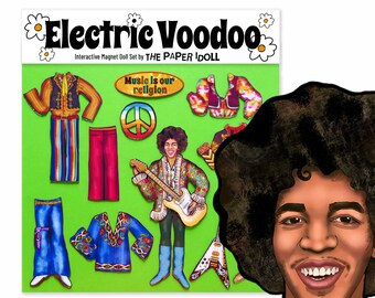 Interactieve magneetset elektrische voodoo | Iconische op rocksterren geïnspireerde koelkastmagneet | Woondecoratie met muziekthema | Kamerinrichting muziekliefhebber