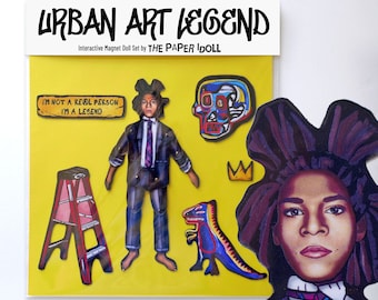 Interactieve magneetset Urban Art Legend, iconisch geïnspireerd door kunstenaars: beweegbare pop, cadeau kunstliefhebber